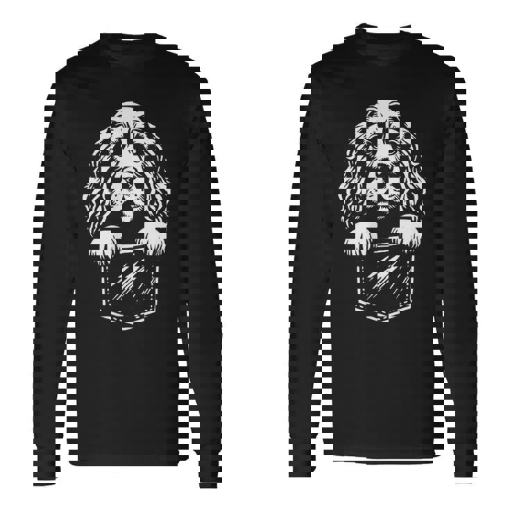 かわいいのぞくイングリッシュ コッカー スパニエル犬のグラフィック デザイン 長袖Tシャツ