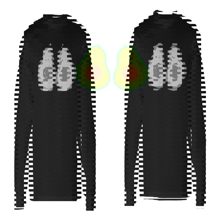 かわいいアボカド 長袖Tシャツ