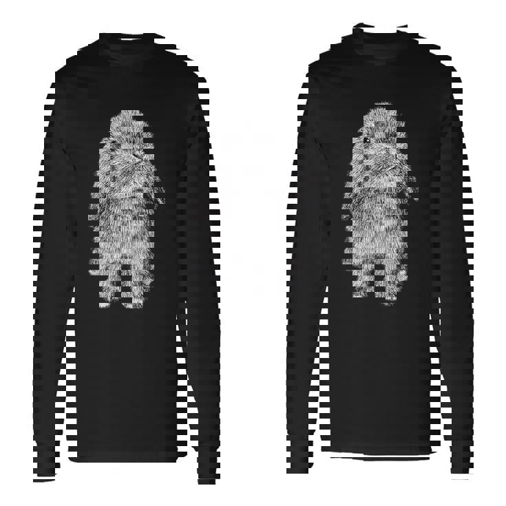 かわいいウサギの耳 座っているロップスケッチ 長袖Tシャツ