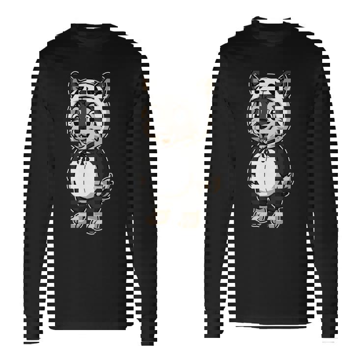 かわいいオオカミのパンダコスチューム ガールズ キッズ オオカミ愛好家 長袖tシャツ 長袖Tシャツ