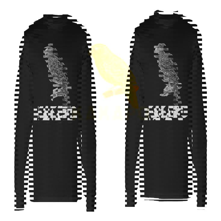 かわいいカカポの鳥が木に座っている 長袖Tシャツ