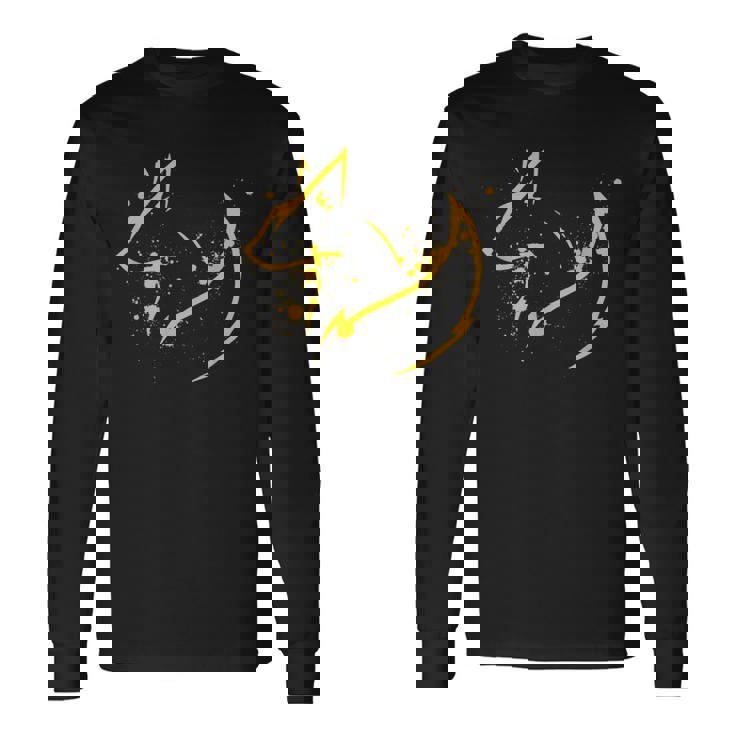 かわいいキツネ ミニマルフォックスピリット動物イラスト 長袖Tシャツ