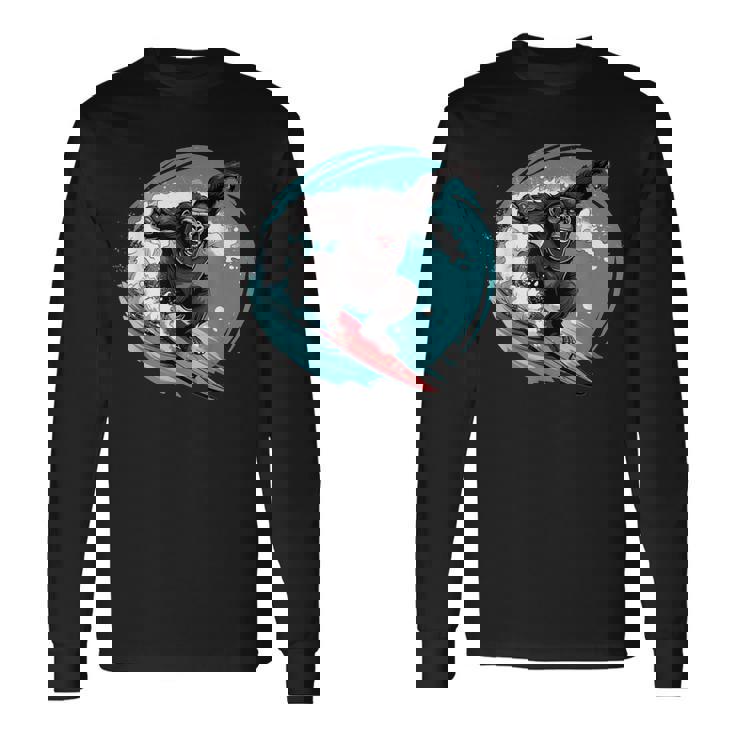 かわいいゴリラサーフィン 長袖Tシャツ