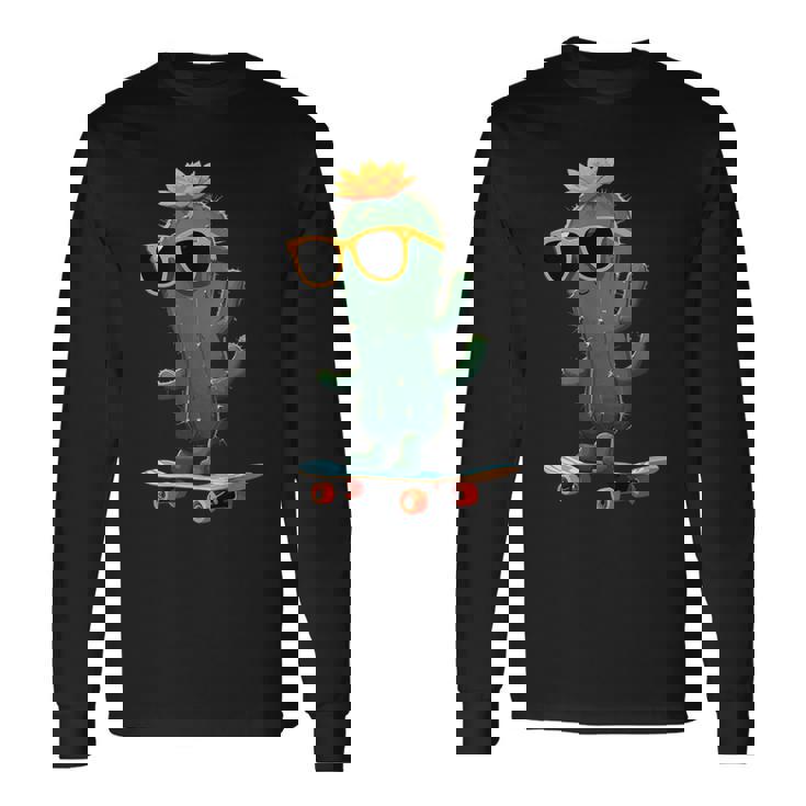かわいいサボテン スケートボード カッコいい サボテン 長袖Tシャツ