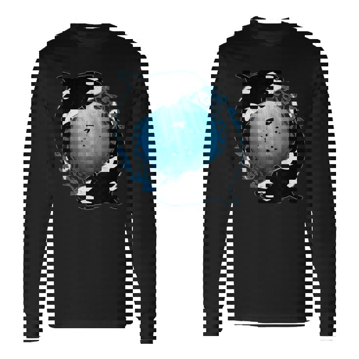 かわいいシャチキラークジラ 長袖Tシャツ