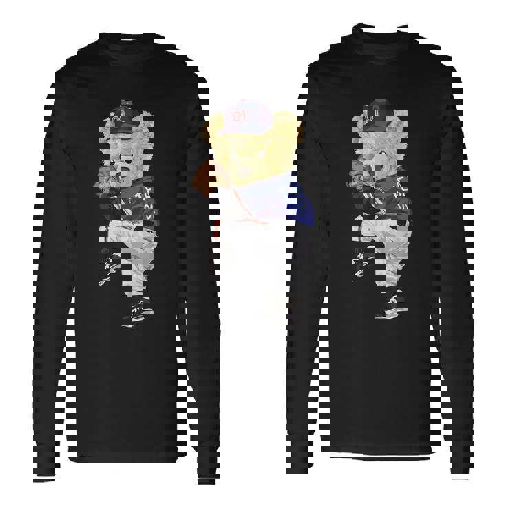 かわいいテディベア 野球ジャグ スウェットシャツ 長袖Tシャツ