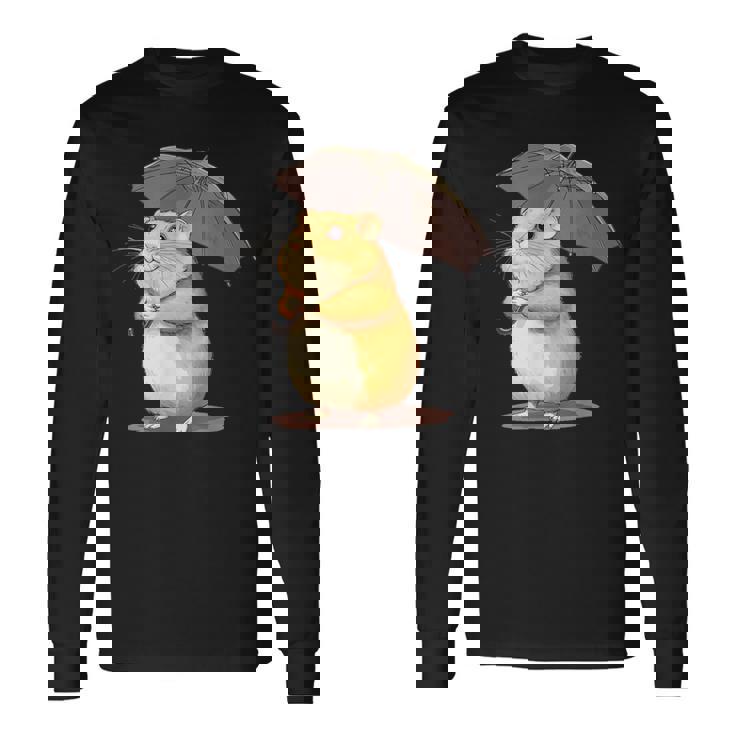 かわいいハムスターと傘のコスチューム。 長袖Tシャツ