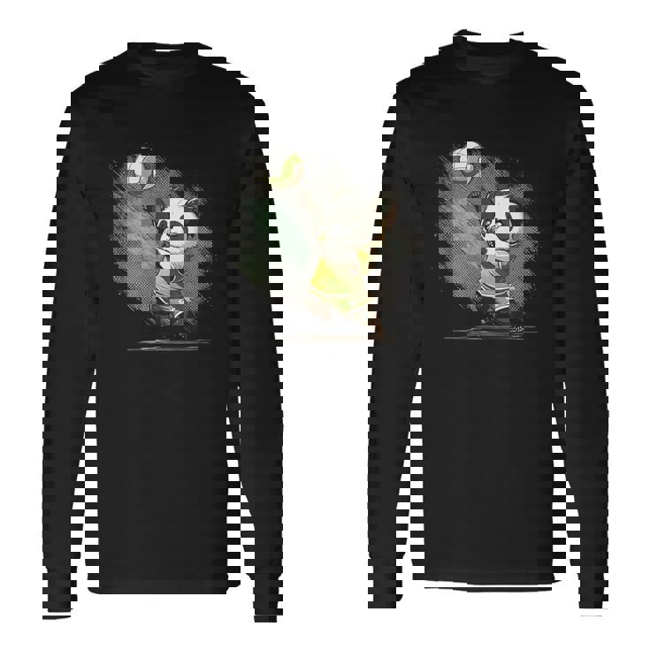 かわいいバレーボール・パンダ 長袖Tシャツ