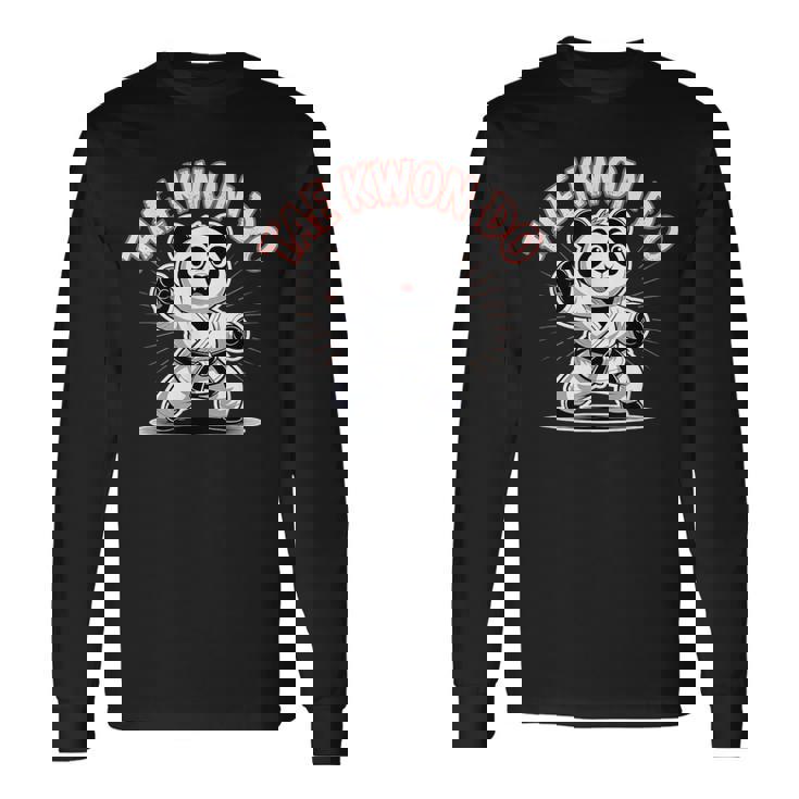 かわいいパンダのテコンドー 面白い韓国mma Tkd 長袖Tシャツ