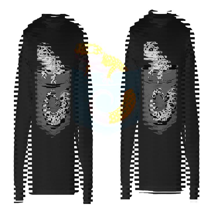 かわいいヒョウゲッコ トカゲ爬虫類 ヒョウ ヤモリのお父さん用 長袖Tシャツ