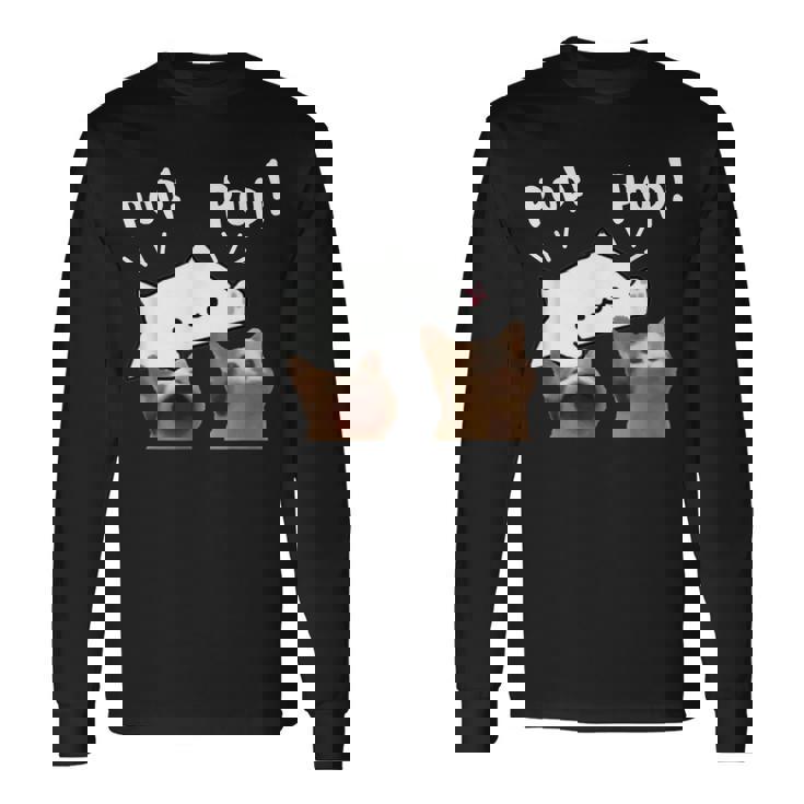 かわいいボンゴ猫遊びポップ猫ミーム 長袖Tシャツ