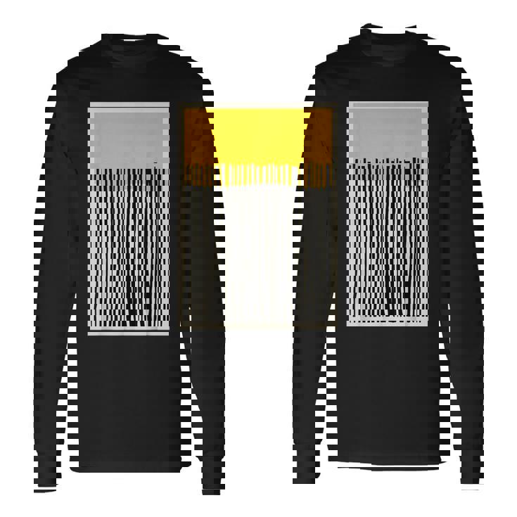 かわいいボーホーシックミニマリスト イエローベージュ ブラックラインストライプ 長袖Tシャツ