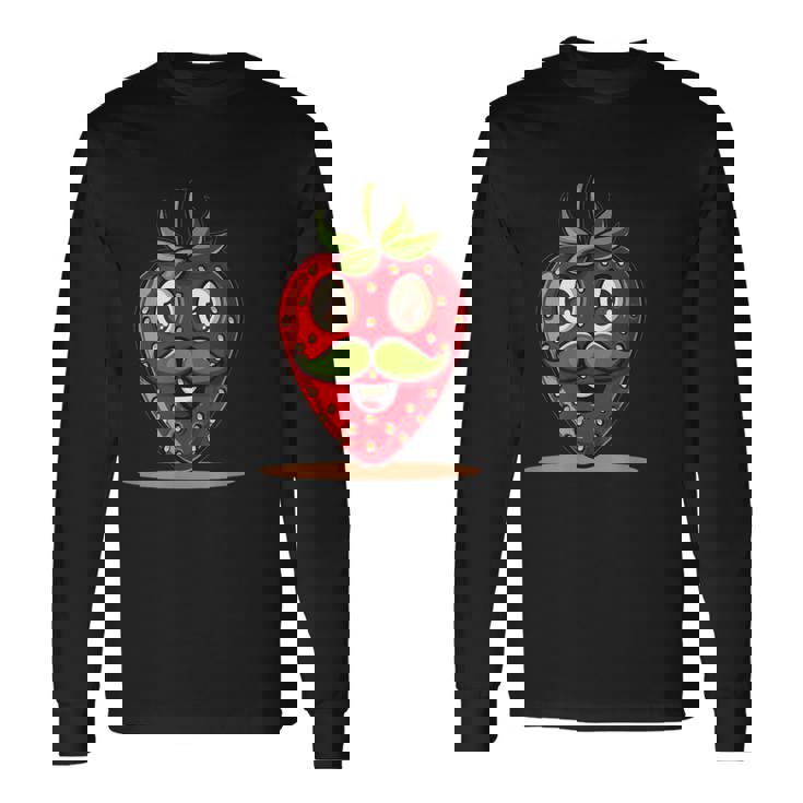 かわいい口ひげストロベリーコスチューム 長袖Tシャツ