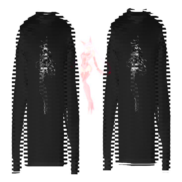 かわいい和風和風赤と黒 長袖Tシャツ