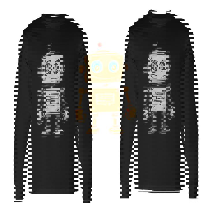 かわいい小さなロボット、ビンテージキッズロボット 長袖Tシャツ