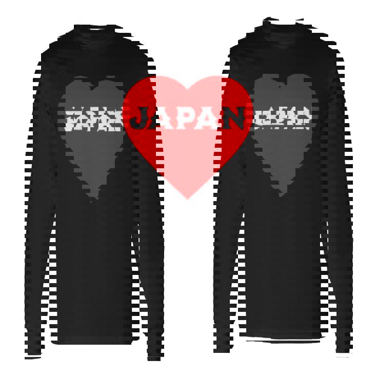 かわいい日本の国旗 ハートjapan 日本応援 ワンポイント 長袖Tシャツ