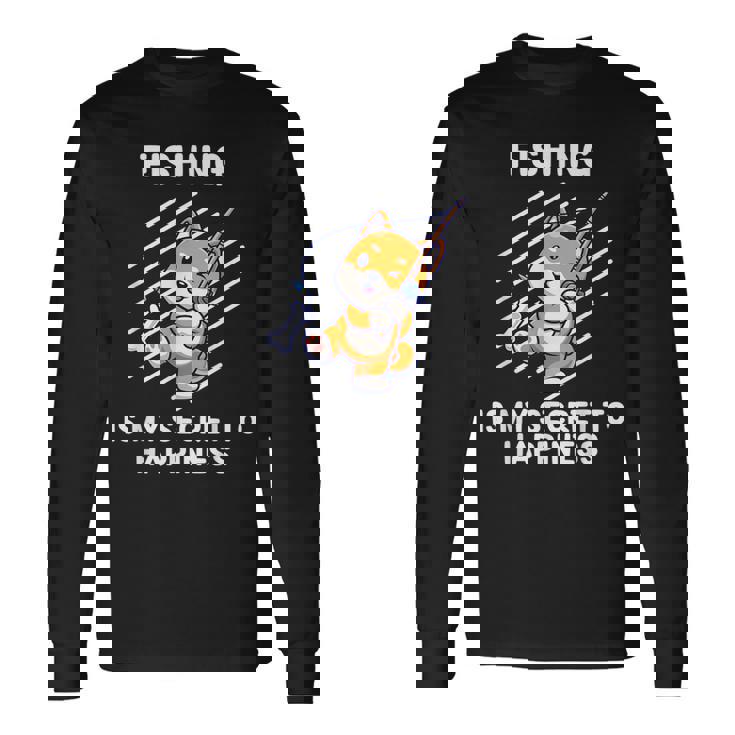 かわいい柴犬 釣りは幸せの秘密 柴犬 長袖Tシャツ