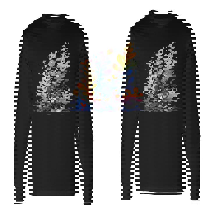 かわいい水彩 ウミウシの昆布の葉 羊 海洋の葉 ナメクジ 長袖Tシャツ