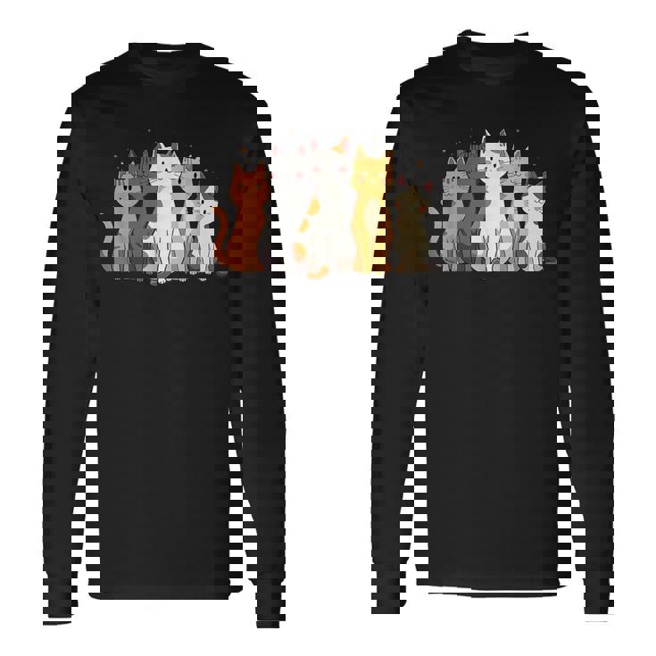 かわいい漫画の猫のイラスト 長袖Tシャツ ギフトのアイデア