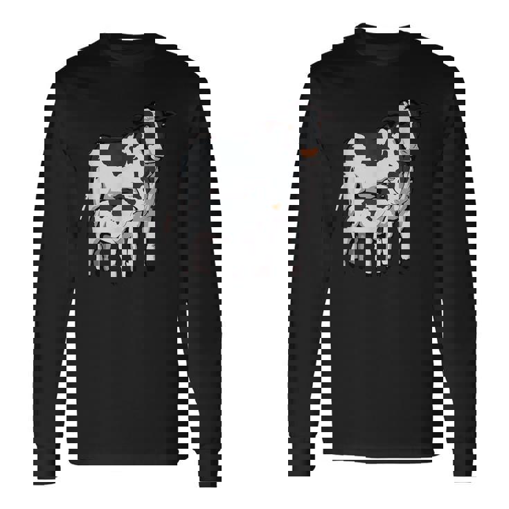 かわいい牛の絵 牛のアート 子牛 牛 母牛 長袖Tシャツ