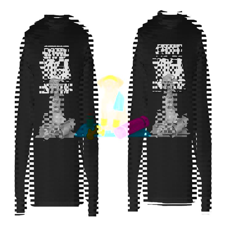 かわいい黄色いラブラドールヨガの先生が犬の子犬のためにヨガを作ります。 長袖Tシャツ