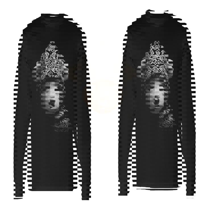 くま かわいい 動物 アート グラフィック イラスト モチーフ クマ 長袖Tシャツ