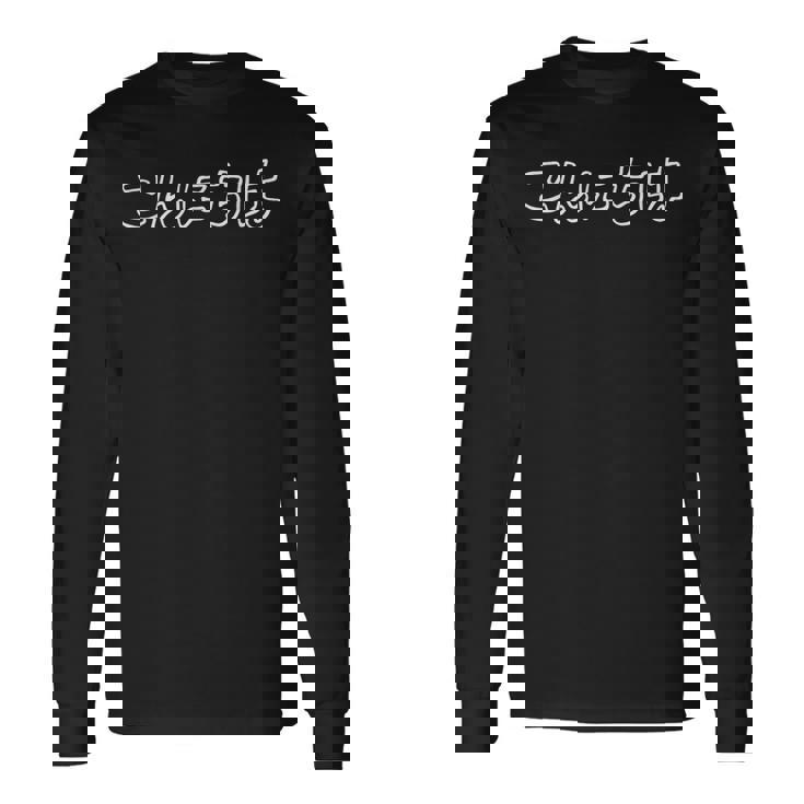 こんにちは あいさつ 挨拶 ハロー ユニーク ゆるい 言葉 文字 海外 贈り物 ギフト外国人 ブラック 黒 長袖Tシャツ