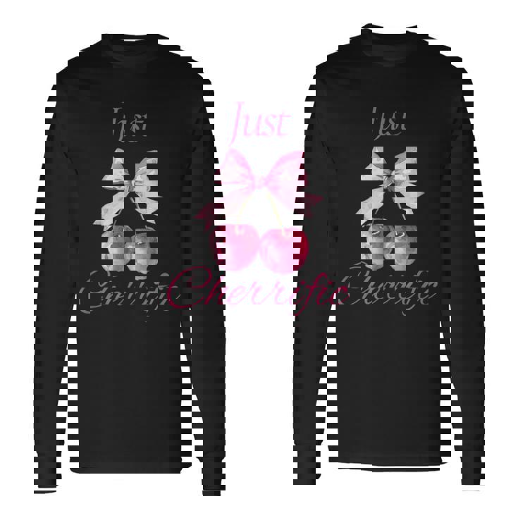 さくらんぼ かわいいチェリーピンクチェリー 長袖Tシャツ