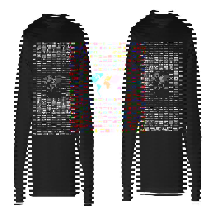 すべての国 世界の国旗 287 国旗 国際 長袖Tシャツ