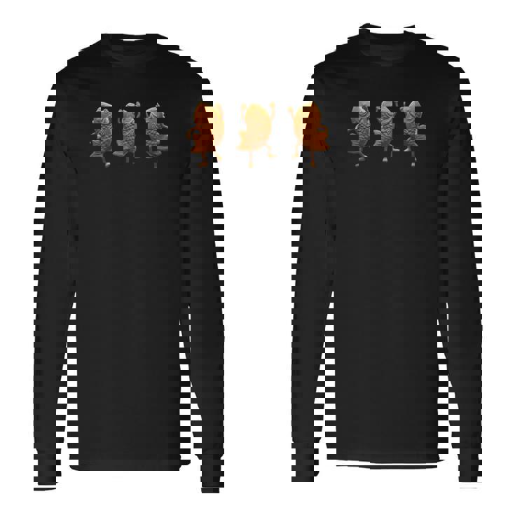 たい焼き ダンス 日本のスイーツ 面白いデザイン 長袖Tシャツ