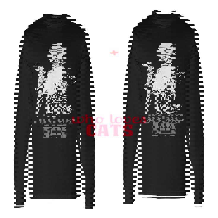 ただの猫好きナースおもしろいネコナース 長袖Tシャツ