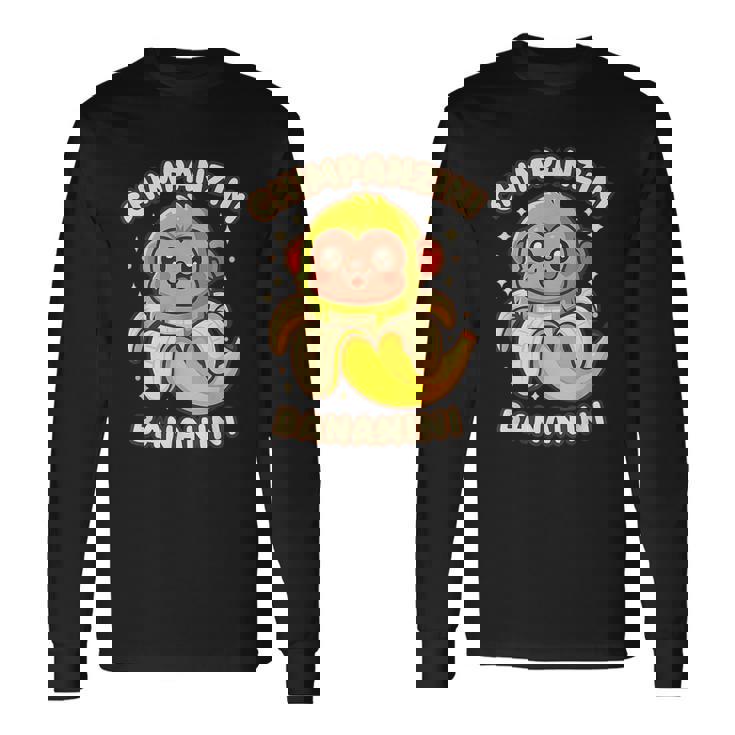 ちびカワイイチンパンジーニバナニーニ イタリアブレインロットミーム 長袖Tシャツ