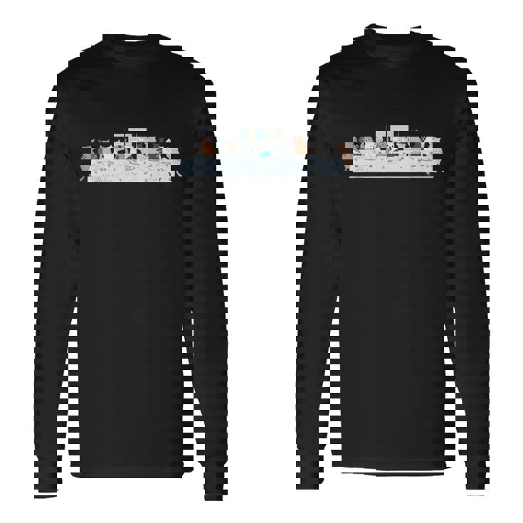 つぶ猫ちゃん最後の晩餐 おもしろ猫 長袖Tシャツ