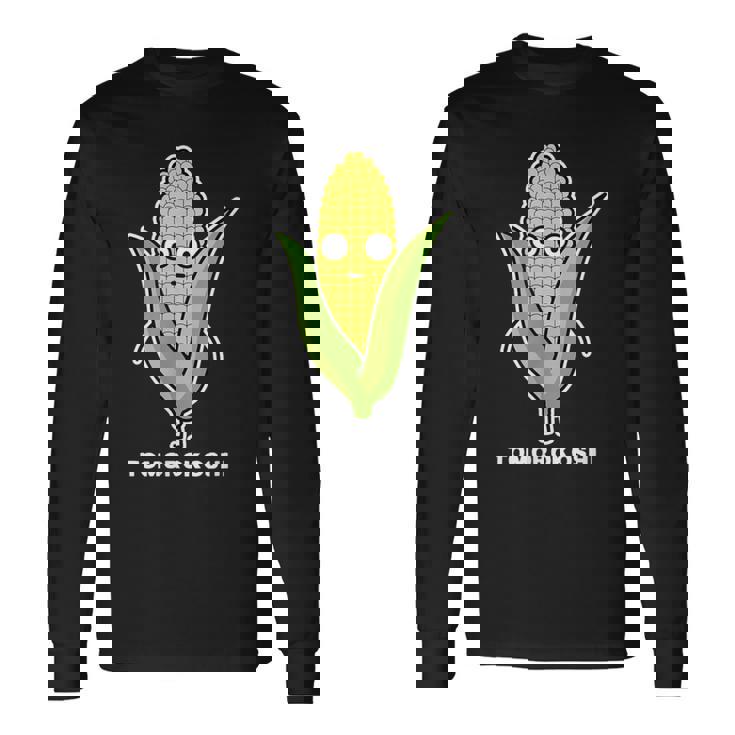 とうもろこし 顔 イラスト かわいい おもしろ 面白い 簡単 シンプル ゆるい 野菜 長袖Tシャツ ギフトのアイデア