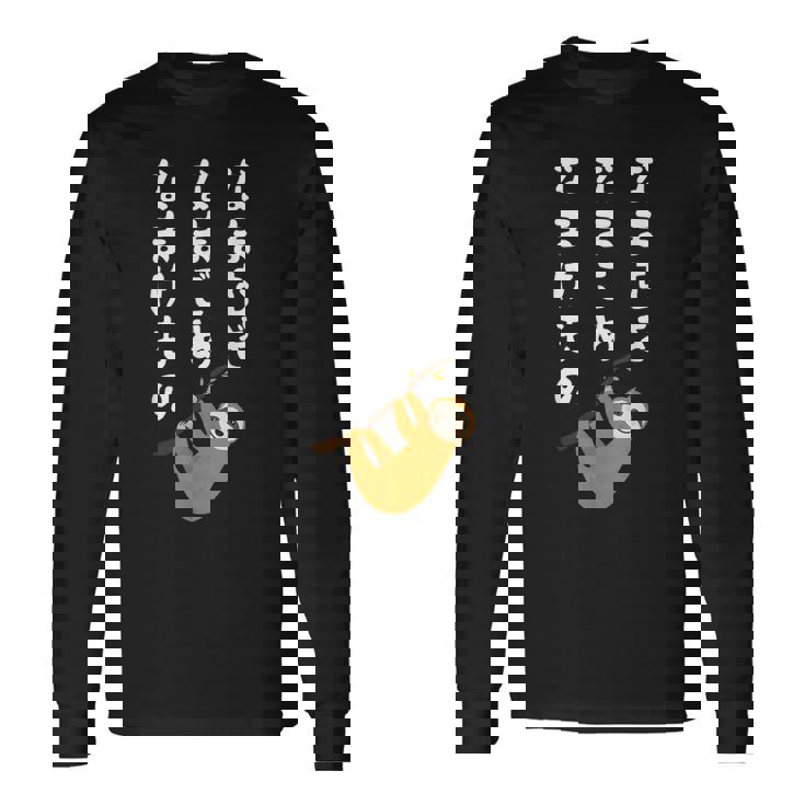 なまむぎなまごめなまけもの 早口言葉 ナマケモノ 面白い 可愛い なまけもの 動物好き 長袖Tシャツ