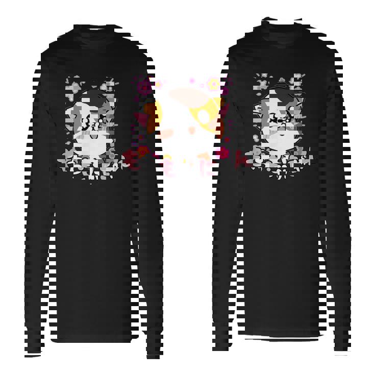 ねこ ユニークイラスト オリジナルキャラクター もちもふにゃん【Mochimofunyan】 長袖Tシャツ