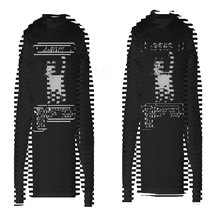 ねこがあらわれた！ 猫好き ゲーム好き ネコ飼い ネコママ 猫ママ ネコパパ 猫パパ Rpg ゲーム 猫 ねこ ネコ 長袖Tシャツ