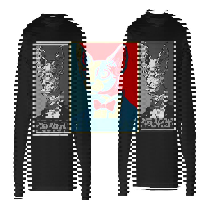 はい、私たちは面白い猫を社長として猫好きの猫好きの猫ルール面白い 長袖Tシャツ