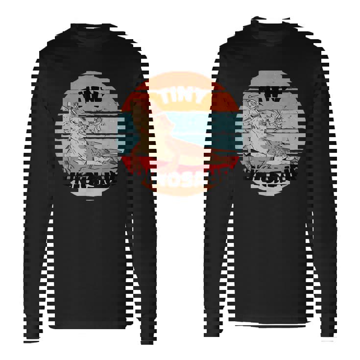 ひげを生やしたドラゴン爬虫類の小さな恐竜のかわいいスケールタンポポ 長袖Tシャツ