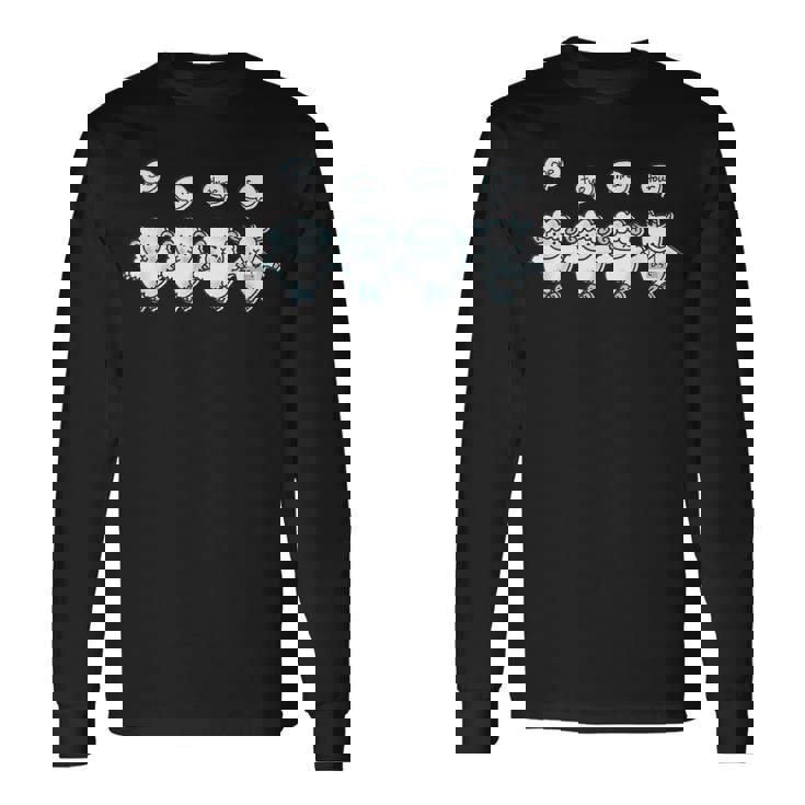 ひつじがいっぴき2 羊 ヒツジ ヤギ 不眠 安眠 数え歌 もふもふ 集団 かわいい おもしろ メンズ レディース キッズ 長袖Tシャツ