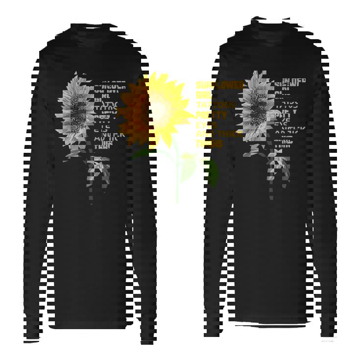 ひまわりガール タトゥー かわいい目 太腿 長袖Tシャツ