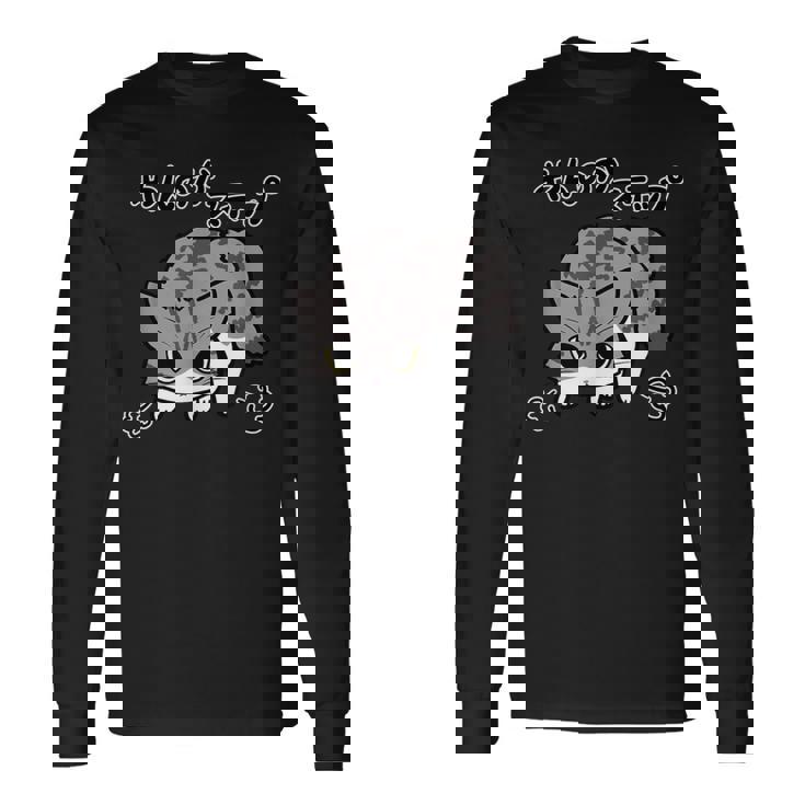 やんのかステップねこ キジ白長毛猫 かわいい 猫好き 動物 長袖Tシャツ