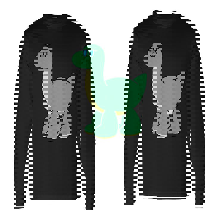ゆるい恐竜のキャラクターイラスト_ブラキオサウルス 長袖Tシャツ
