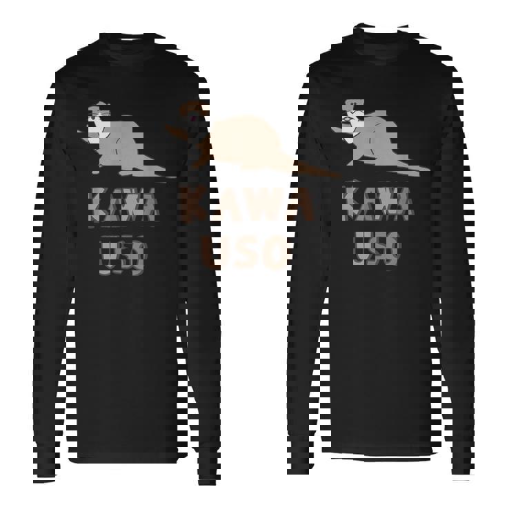 ゆるカワウソさん Otters オッターズ はろー”【No27】コツメカワウソ グッズ かわいい イラスト 長袖Tシャツ