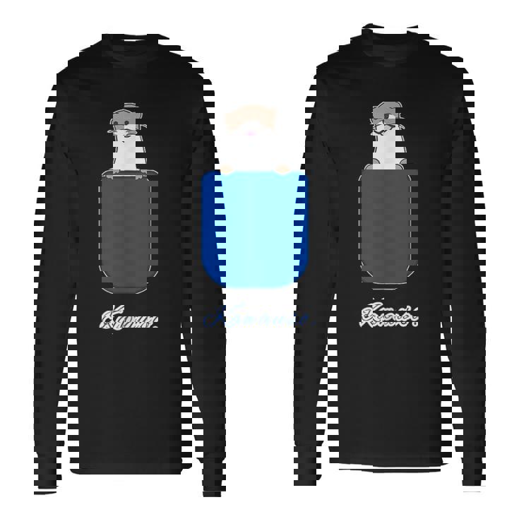 ゆるカワウソさん Otters オッターズ『いん ざ ぽけっと』（ブルーポケット）コツメカワウソ かわいい イラスト 長袖Tシャツ