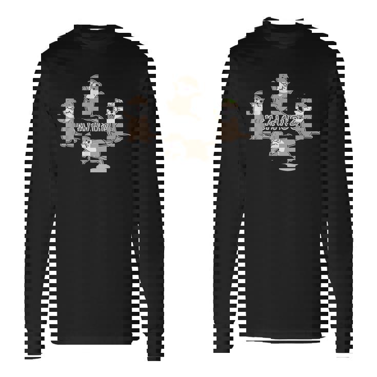 ゆるカワウソさん まるくん『あつまれ！』【 No102 】コツメカワウソ 長袖Tシャツ