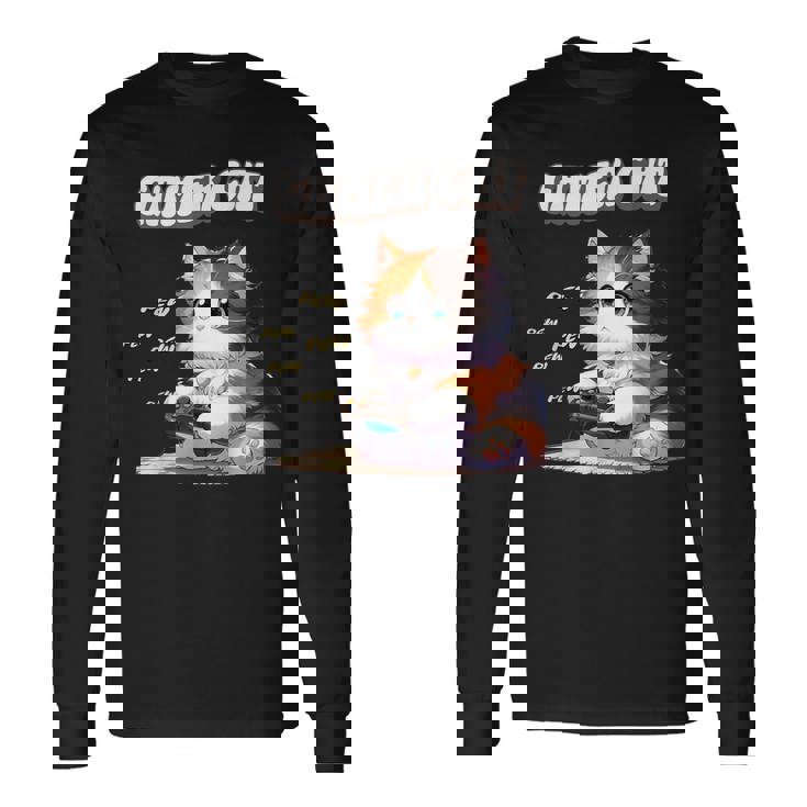 わがままゲーマー猫 ゲーム好き かわいい おもしろ マンガ アニメ オタク 長袖Tシャツ