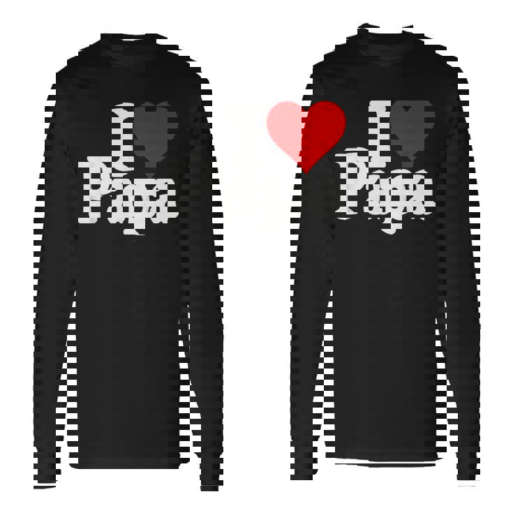 アイラブハートパパ父の日パパパパ 長袖Tシャツ