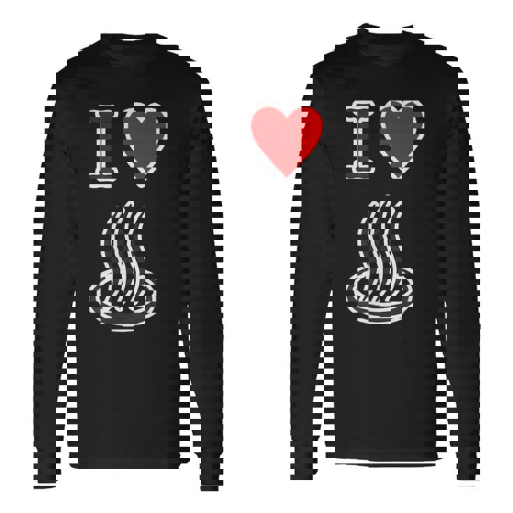 アイラブ・温泉 温泉マーク お風呂 銭湯 記号 お土産 旅行 ハート スタッフ メッセージ・面白 長袖Tシャツ