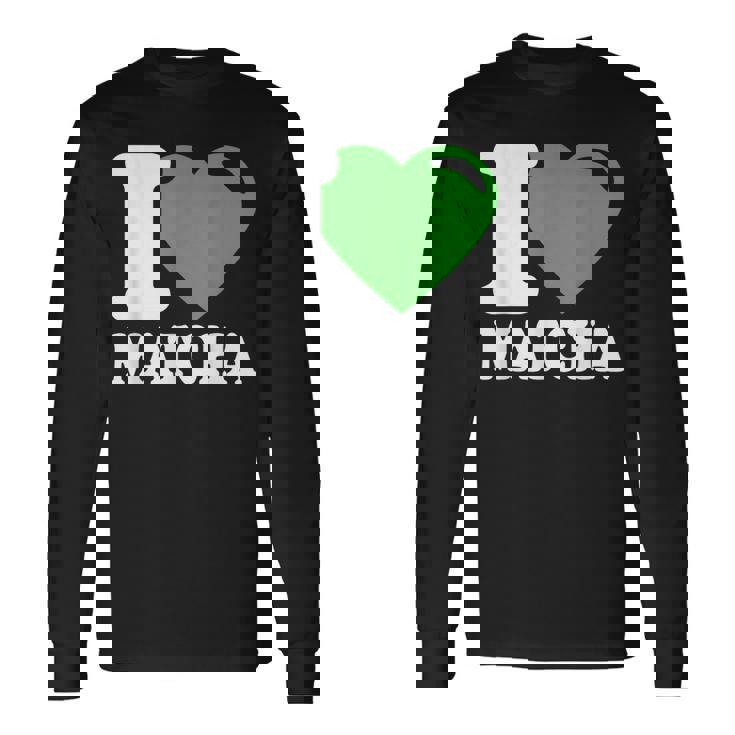 アイラブ抹茶キュートファニー抹茶ハート付き抹茶 長袖Tシャツ